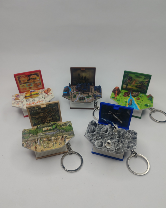 📚✨ Llaveros Libro 3D – Mini Mundos Temáticos Coleccionables